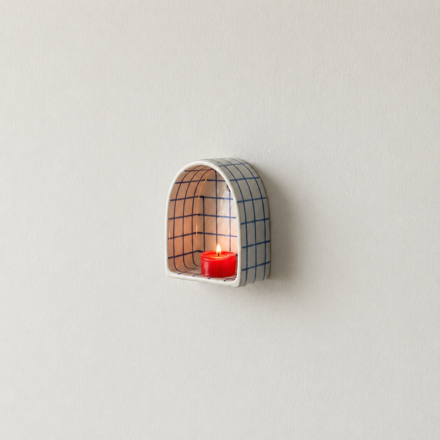 Ceramic Checkerboard Arch Wall Tealight Holder - NN08