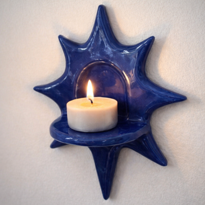 Handmade Ceramic Sunburst Wall Tealight Candle Holder - NN02