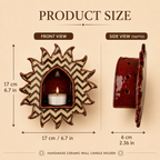 Handcrafted Red and White Checkerboard Sun Ceramic Wall Candle Sconce • HX36