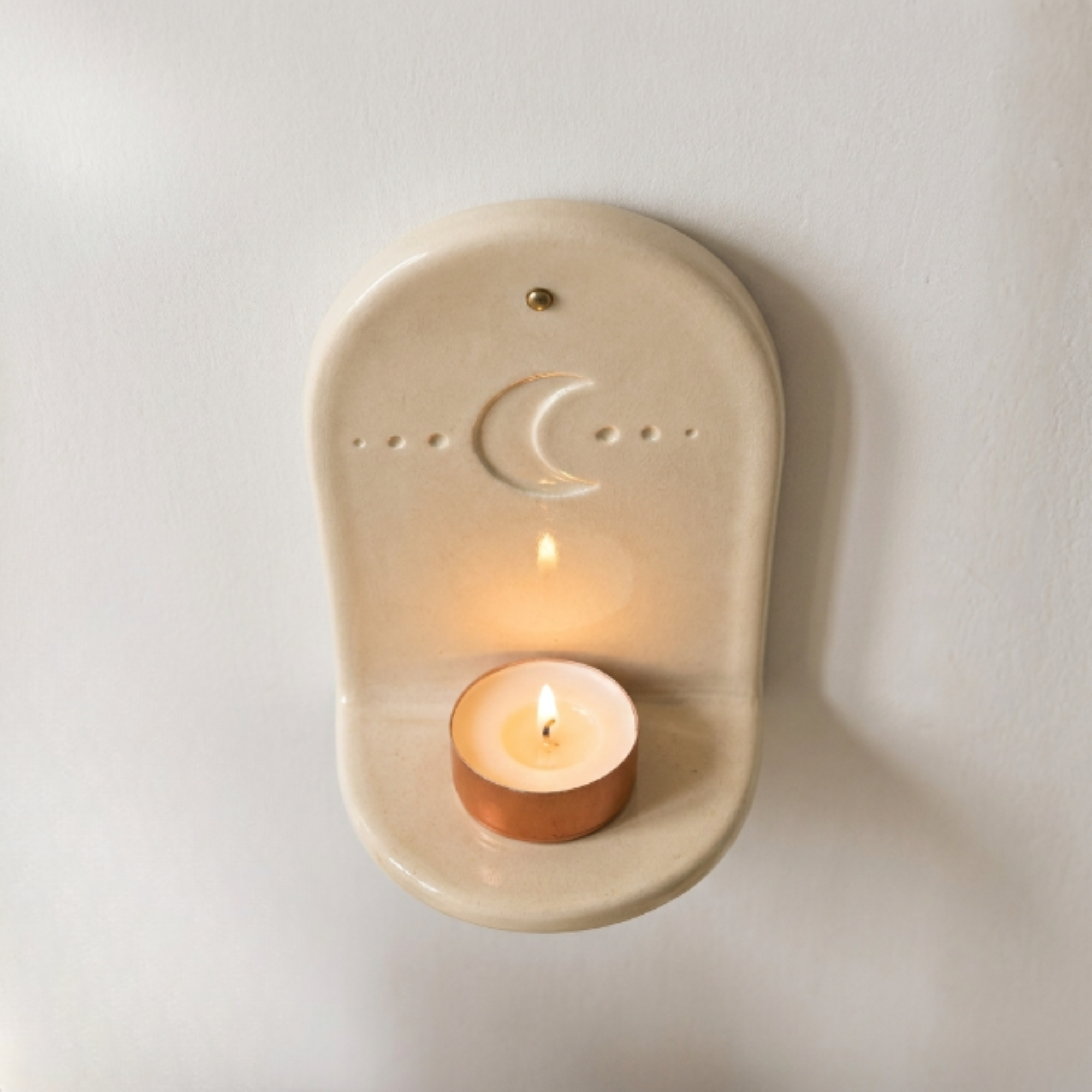 Handmade Ceramic Moon Wall Tealight Holder