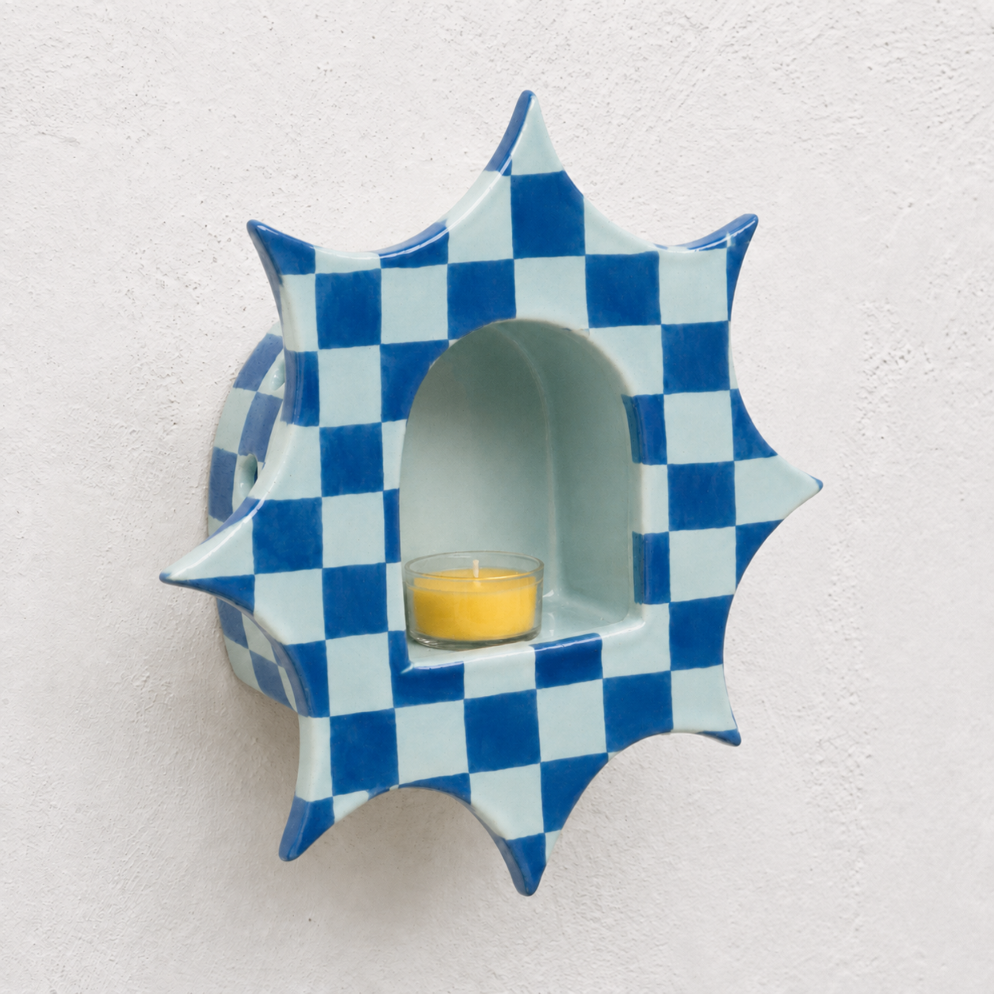 Ceramic Checkerboard Wall Candle Holder - NN05