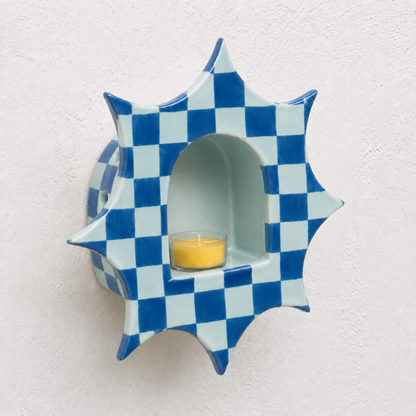 Ceramic Checkerboard Wall Candle Holder - NN05