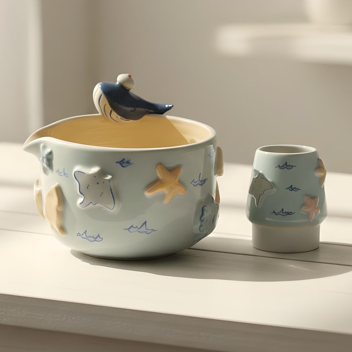 Dolphin Matcha Bowl | Handmade Matcha Bowl Set | LA034
