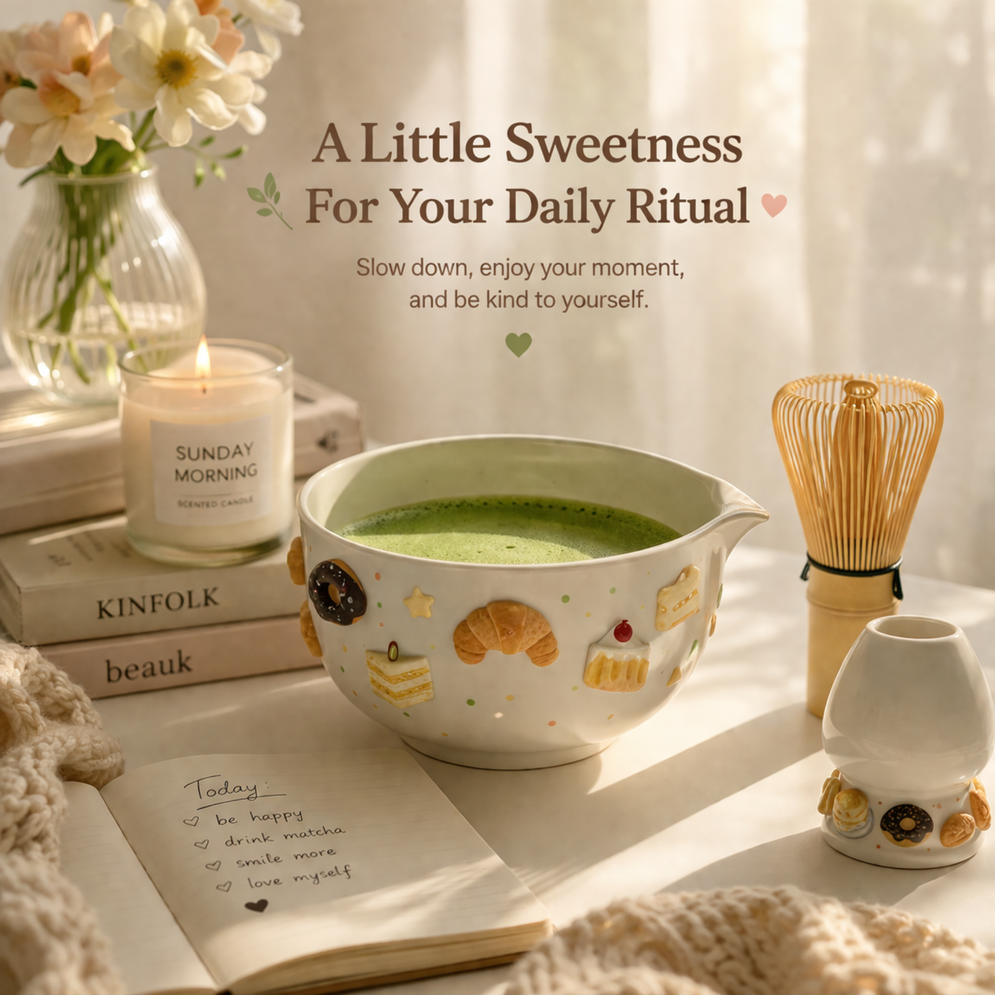 Cake Matcha Bowl | Handmade Matcha Bowl Set | LA035