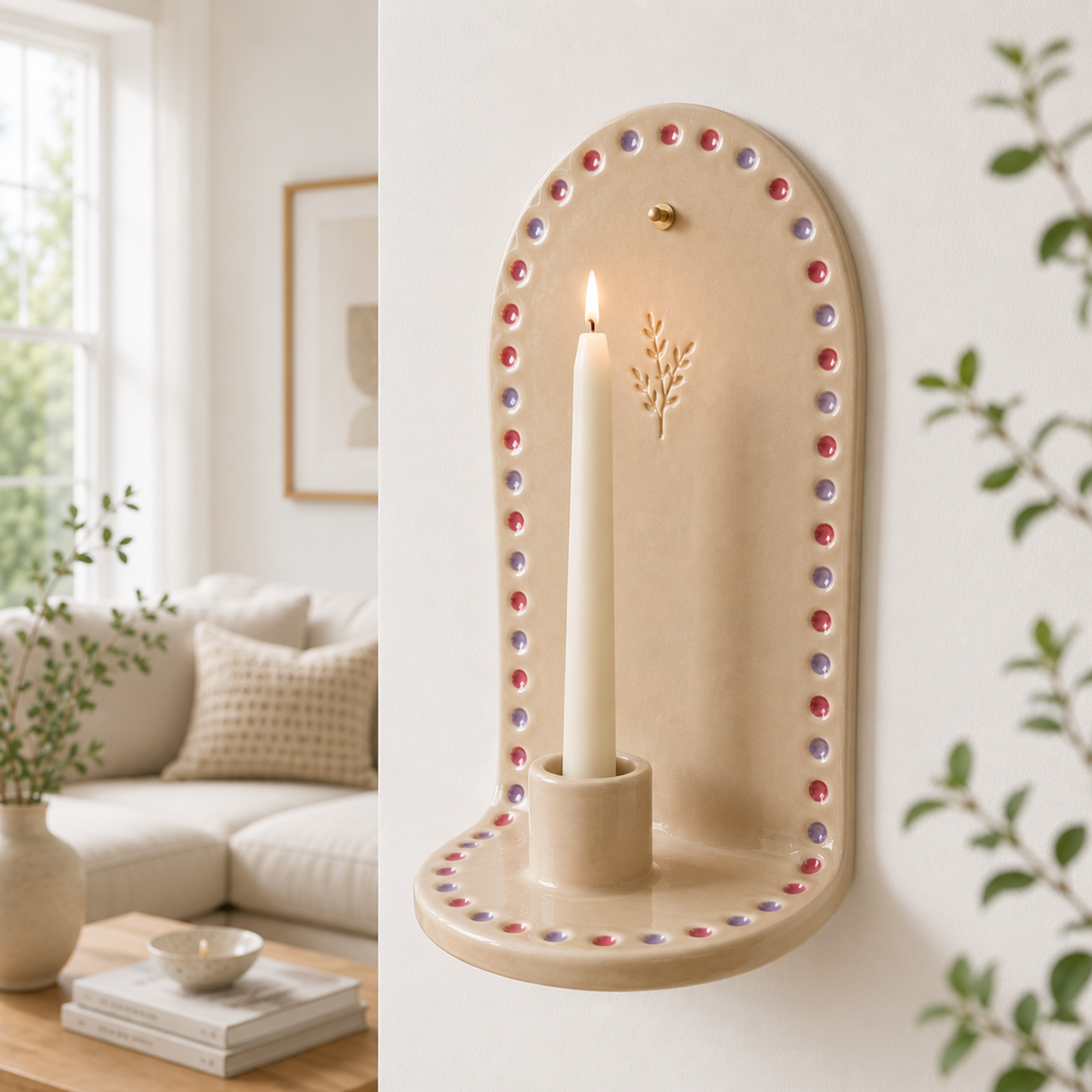 Ceramic Arch Wall Taper Candle Holder - NN06