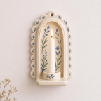 Wall Candle Holder, Handmade Ceramic Sconce, Floral Taper Candle Holder, Cottagecore Wall Decor | LA116