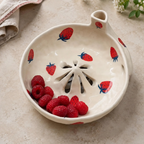Handmade Ceramic Berry Bowl, Strawberry Fruit Colander, Berry Washing Bowl, Cottagecore Kitchen Decor, Gift for Her | LA100