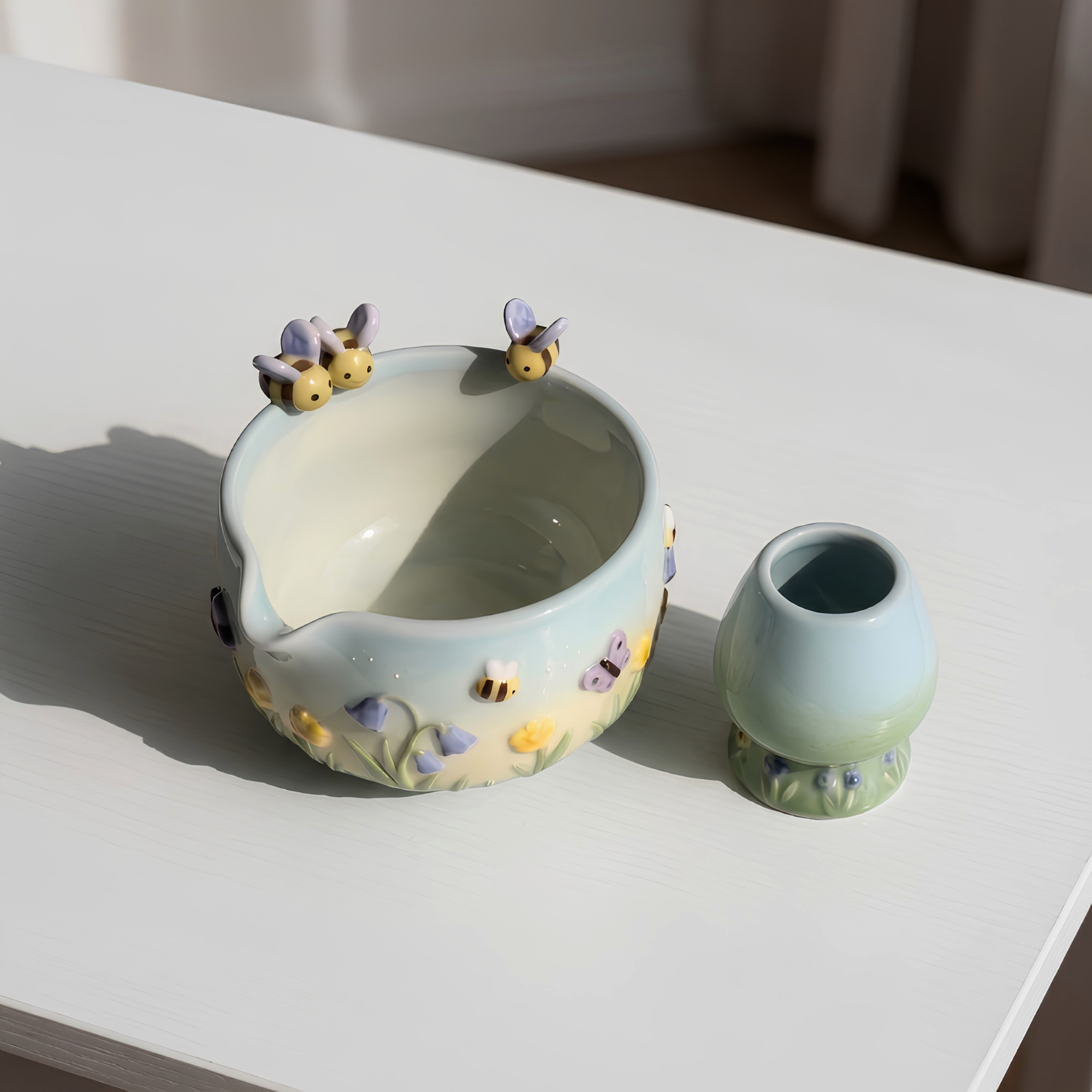 Ombre Bee Matcha Bowl Set  | Handmade Matcha Bowl Set | LA040