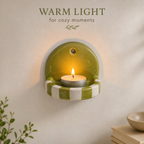 Green And White Checkered Candle Holder | Ceramic Wall Candle Holder | LA118