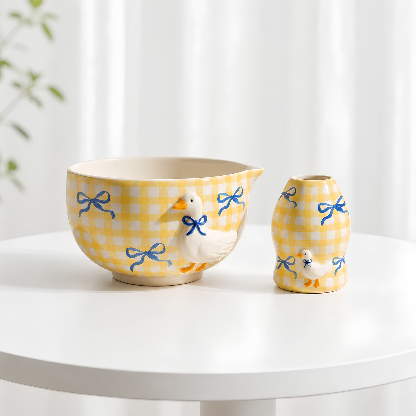 Duck Gingham Ceramic Matcha Set - NN001
