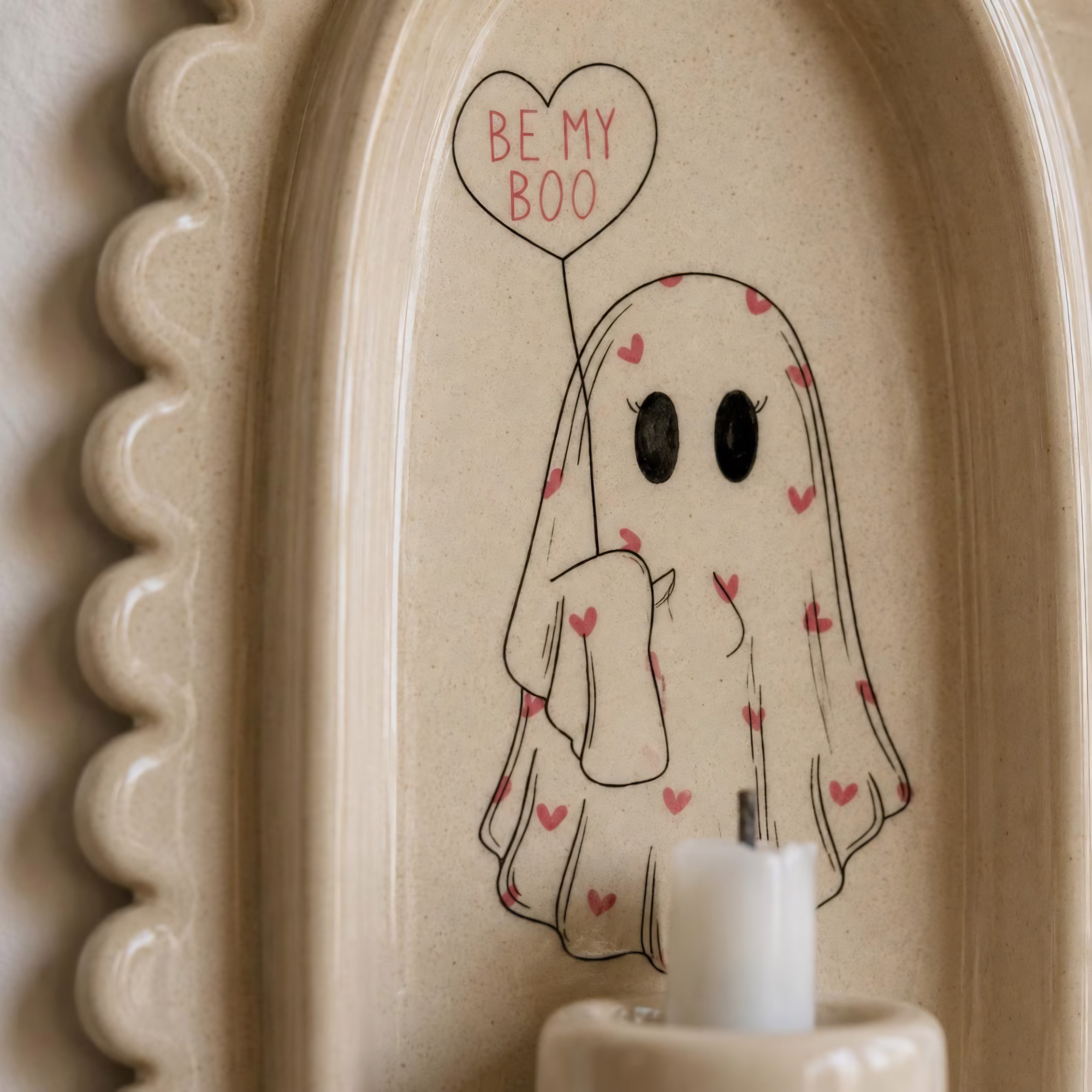 Halloween Wall Decor, Ghost Candle Holder, Handmade Ceramic Wall Sconce, Taper Candle Holder, Cute Spooky Home Decor | LA139