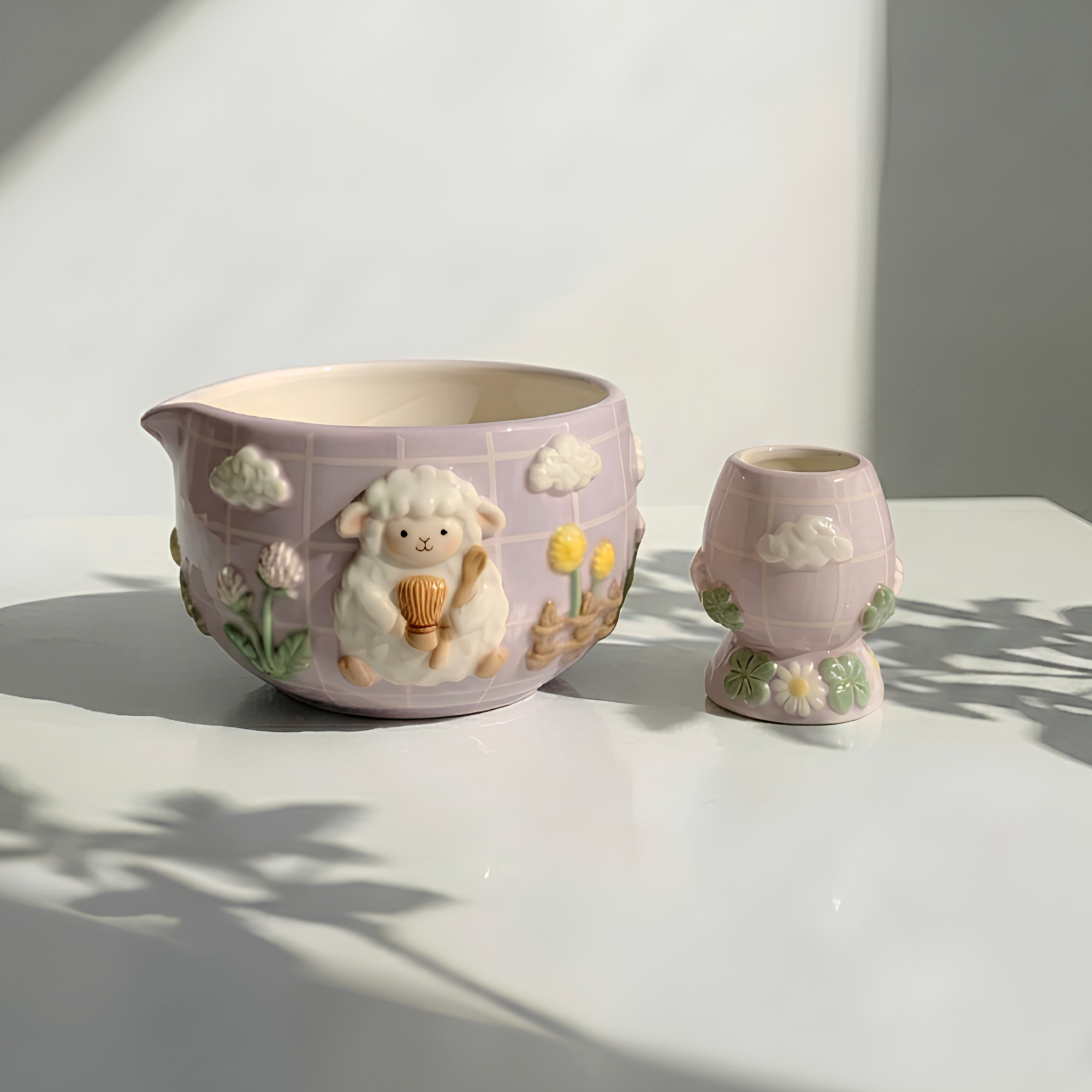 Happy Little Lamb Matcha Bowl | Handmade Ceramic Chawan | LA014