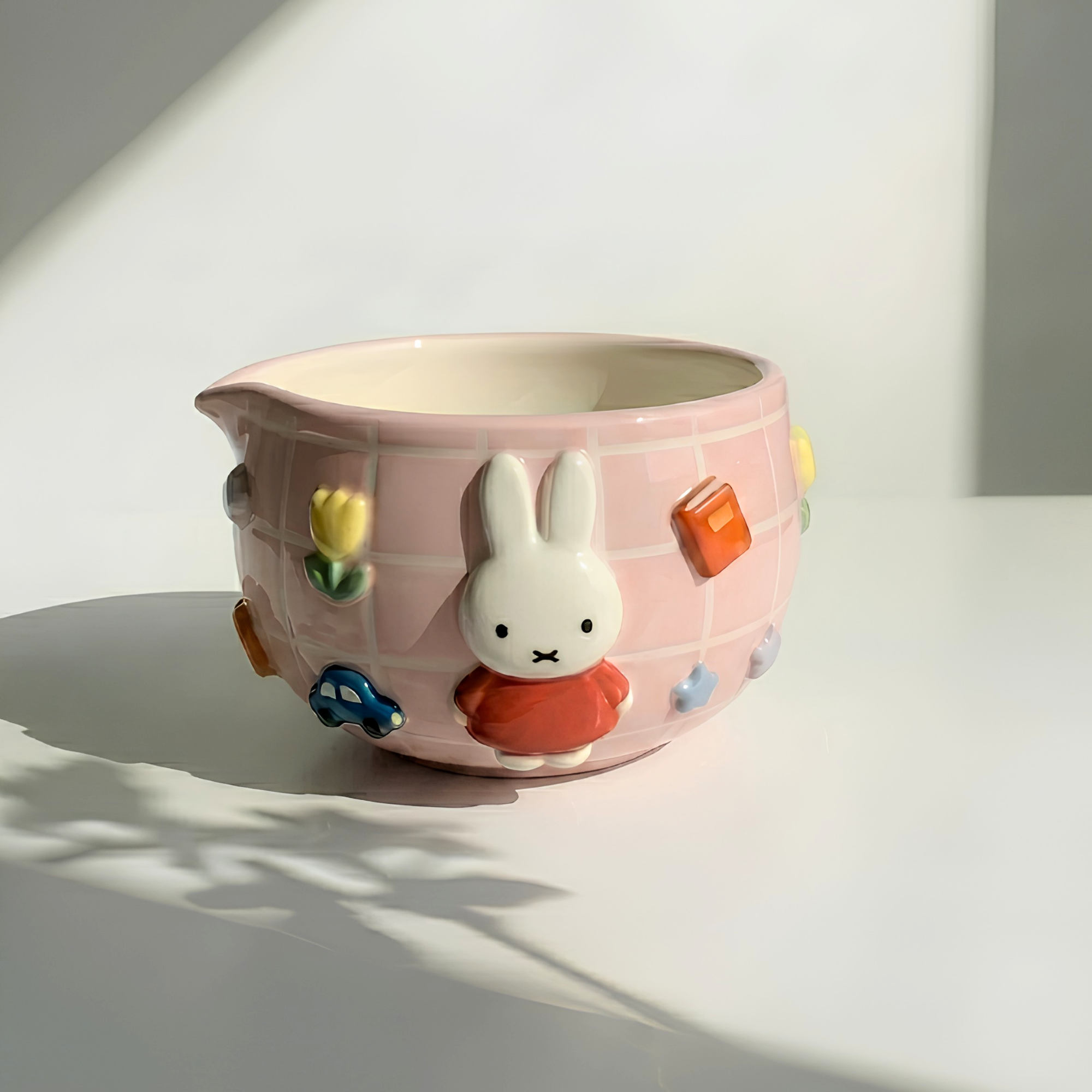 Grid Pink Bunny Matcha Bowl | LA024