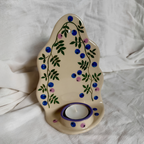 Handcrafted Blueberry Ceramic Wall Candle Sconce, Hand-painted Botanical Tealight Holder, Cute Cottagecore Home Decor • HX39