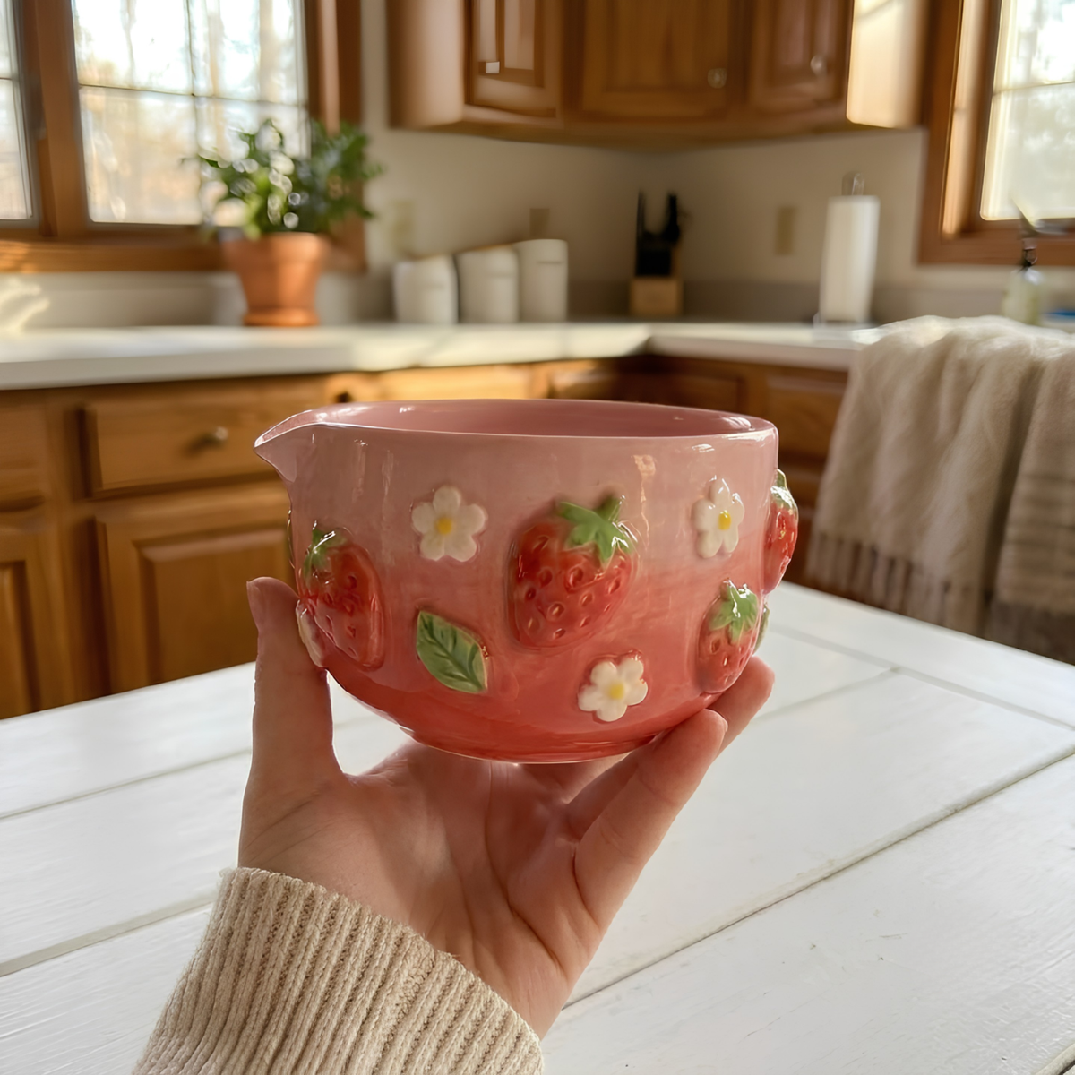Fruit Matcha Bowl Set · Handmade Ceramic Chawan · Strawberry Orange Lemon · Cottagecore Fruit Gift · Kawaii Tea Set Pottery | LA047