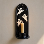 Ghost Wall Candle Holder, Halloween Wall Sconce, Handmade Ceramic Taper Candle Holder, Black Gothic Wall Decor, Spooky Home Decor | LA133