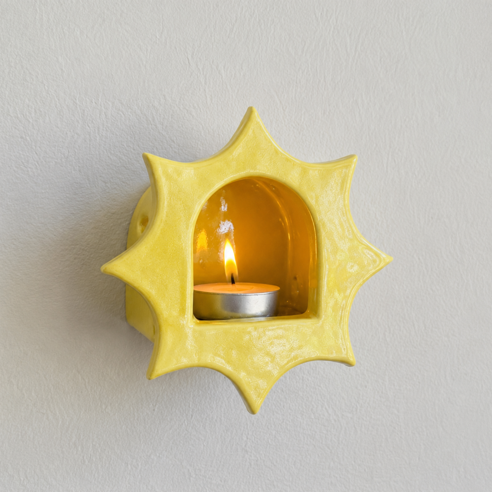 Ceramic Sunburst Wall Candle Holder - NN01