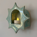 Mint Green Glossy Glaze Candle Holder – Celestial Boho Decor| LA112