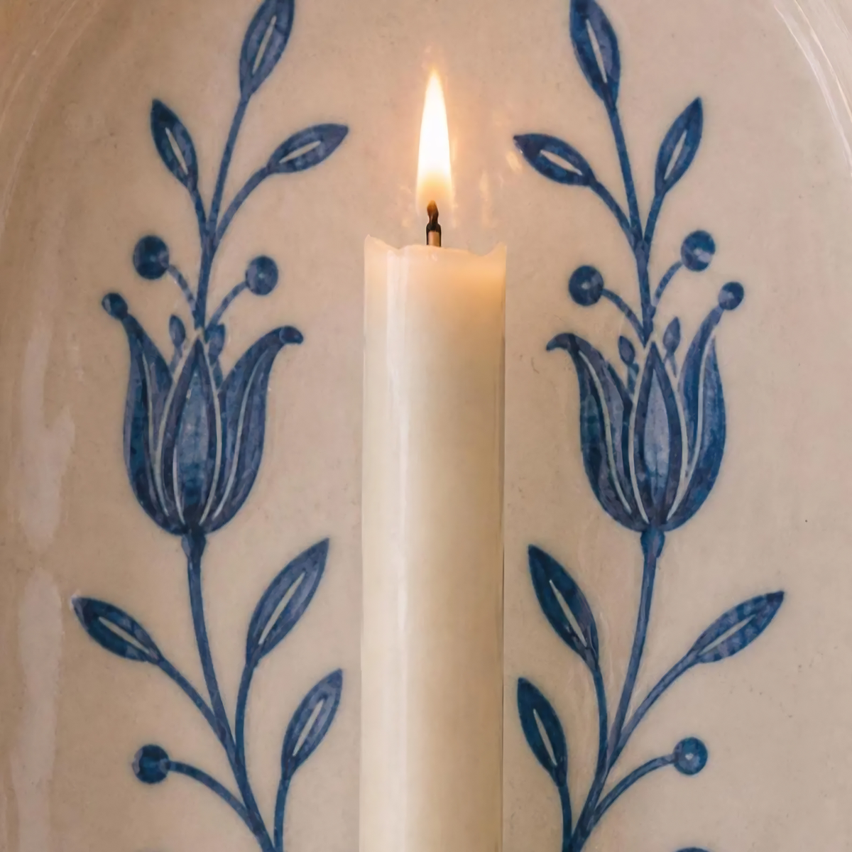 Wall Candle Holder, Handmade Ceramic Wall Sconce, Floral Taper Candle Holder, Unique Gift | LA132