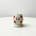 Handmade Red Tomato Ceramic Matcha Bowl Set | Cute Spouted Chawan & Polka Dot Whisk Holder • HX52
