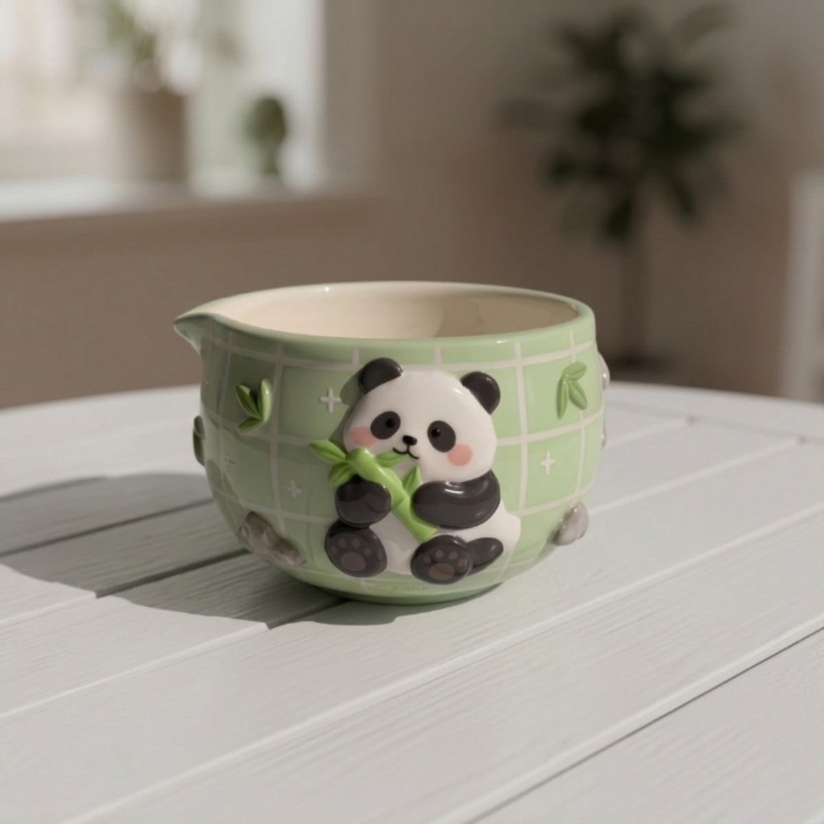 Grid Panda Matcha Bowl Set, Handmade Magic Ceramic Chawan, Whimsical Tea Bowl, Fantasy Matcha Gift | Handmade Ceramic Chawan | LA032