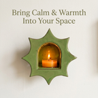 Mint Green Glossy Glaze Candle Holder – Celestial Boho Decor| LA112
