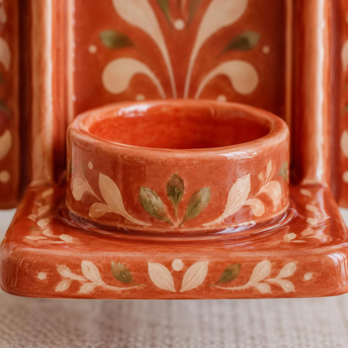 Ceramic Wall Candle Holder, Terracotta Floral Wall Sconce | LA117