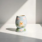 Handmade Duck Pond Ceramic Matcha Bowl Set | Cute Spouted Chawan & Whisk Holder • HX49