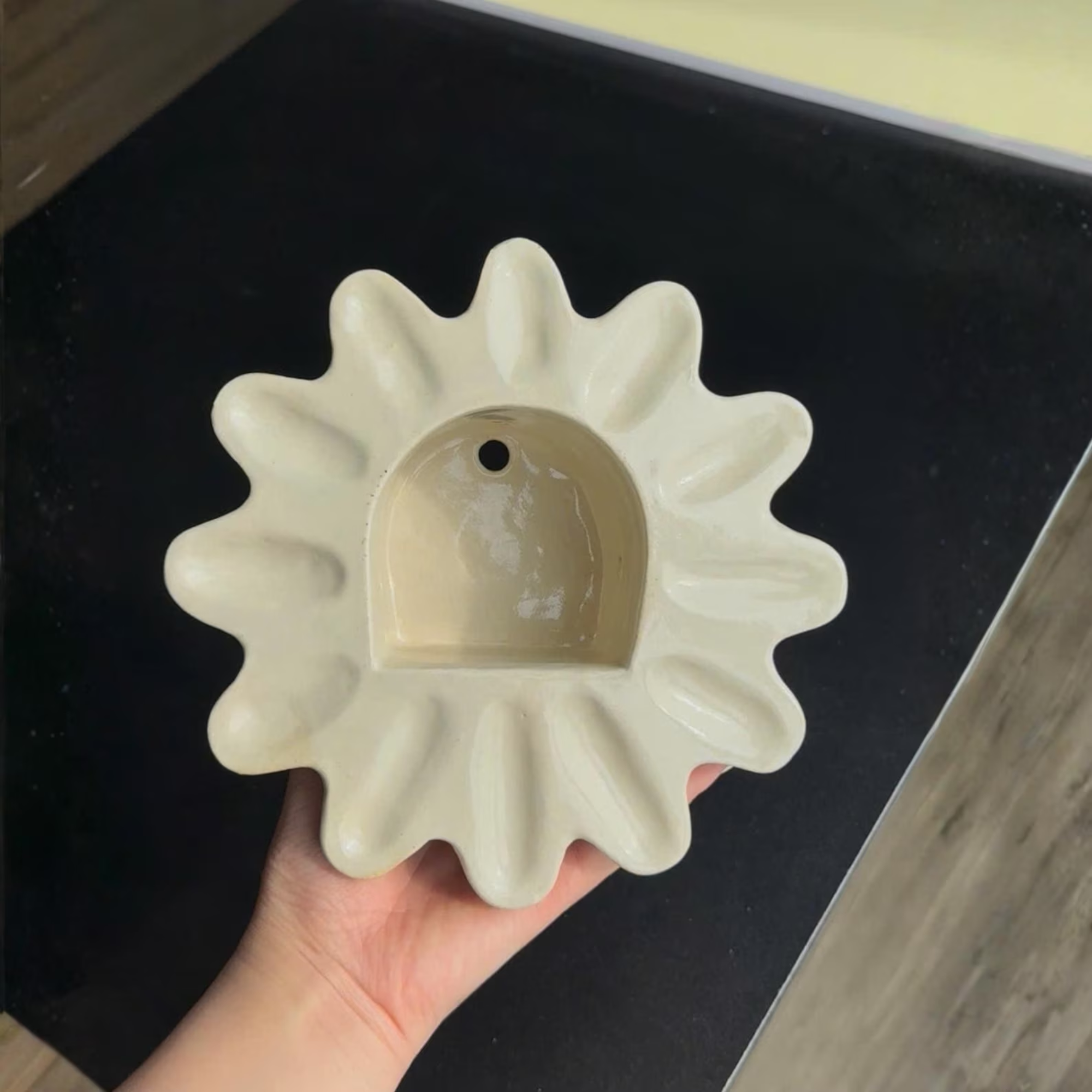 Handmade Ceramic Flower Wall Candle Holder, Boho Sconce, Cozy Home Decor | LA115