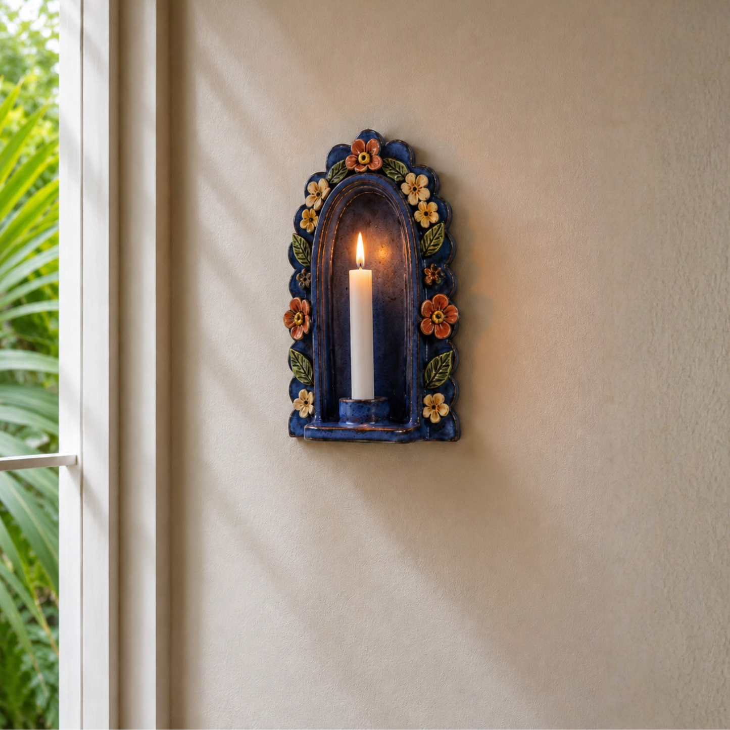 Ceramic Floral Arch Wall Candle Holder -NN09