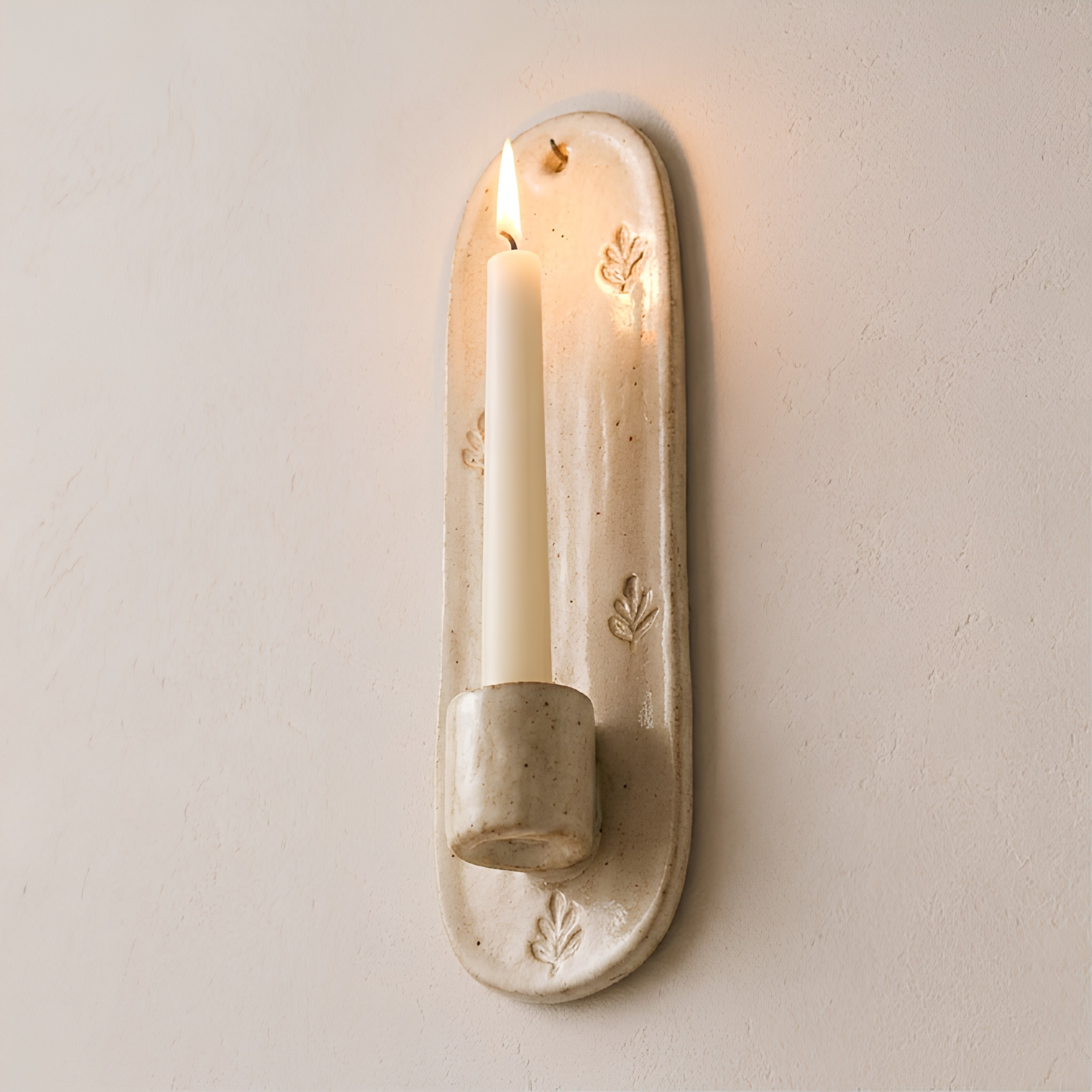 Handmade Ceramic Leaf Wall Candle Holder