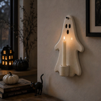 Halloween Wall Candle Holder, Ghost Candle Sconce, Ceramic Ghost Decor, Handmade Wall Candle Holder, Spooky Home Decor, Halloween Gift | LA136