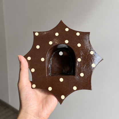 Handmade Ceramic Polka Dot Sunburst Wall Tealight Holder - NN03