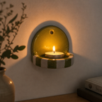 Green And White Checkered Candle Holder | Ceramic Wall Candle Holder | LA118