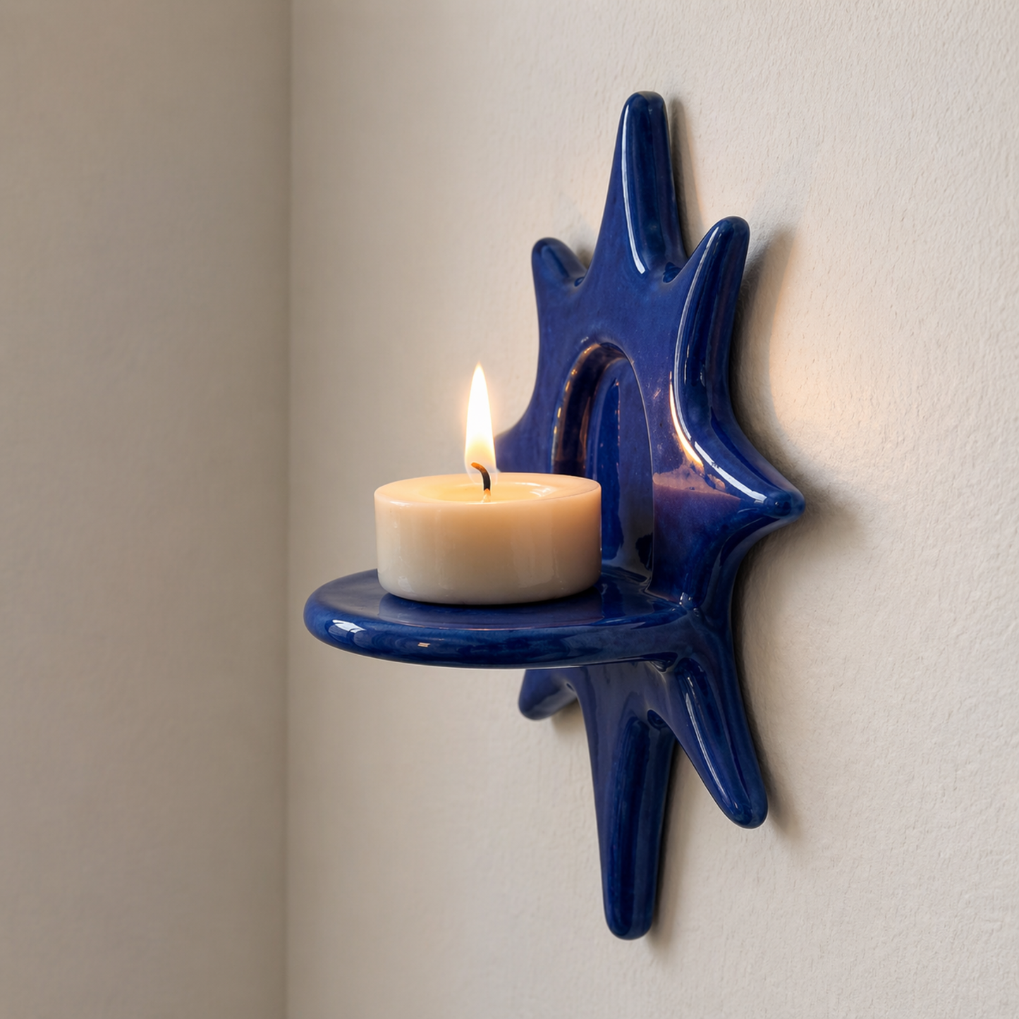 Handmade Ceramic Sunburst Wall Tealight Candle Holder - NN02