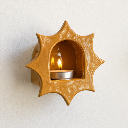 Ceramic Sunburst Wall Candle Holder - NN01