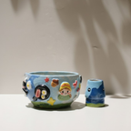 Whimsical Sky Matcha Bowl Set, Handmade Ceramic Chawan with Whisk Holder, Cute Fantasy Matcha Gift | LA044