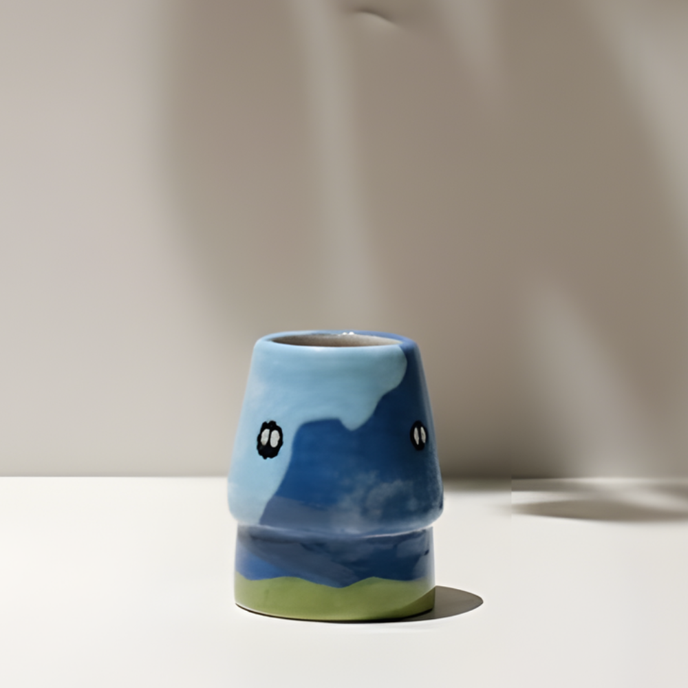 Whimsical Sky Matcha Bowl Set, Handmade Ceramic Chawan with Whisk Holder, Cute Fantasy Matcha Gift | LA044
