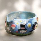 Whimsical Sky Matcha Bowl Set, Handmade Ceramic Chawan with Whisk Holder, Cute Fantasy Matcha Gift | LA044