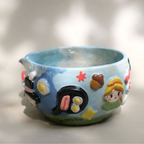 Whimsical Sky Matcha Bowl Set, Handmade Ceramic Chawan with Whisk Holder, Cute Fantasy Matcha Gift | LA044