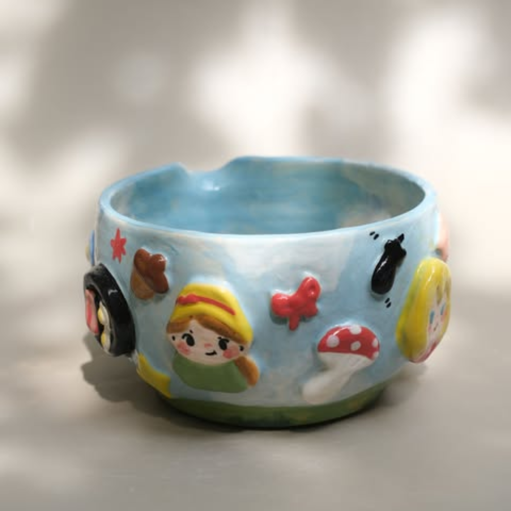Whimsical Sky Matcha Bowl Set, Handmade Ceramic Chawan with Whisk Holder, Cute Fantasy Matcha Gift | LA044