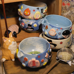 Whimsical Sky Matcha Bowl Set, Handmade Ceramic Chawan with Whisk Holder, Cute Fantasy Matcha Gift | LA044