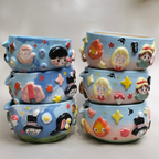 Whimsical Sky Matcha Bowl Set, Handmade Ceramic Chawan with Whisk Holder, Cute Fantasy Matcha Gift | LA044