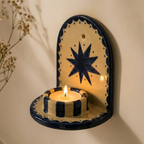 Blue Star Ceramic Candle Holder, Handmade Wall Sconce, Celestial Home Decor, Coastal Wall Accent, Boho Decor | LA113