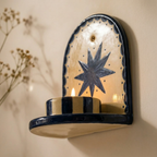 Blue Star Ceramic Candle Holder, Handmade Wall Sconce, Celestial Home Decor, Coastal Wall Accent, Boho Decor | LA113