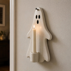 Halloween Wall Candle Holder, Ghost Candle Sconce, Ceramic Ghost Decor, Handmade Wall Candle Holder, Spooky Home Decor, Halloween Gift | LA136