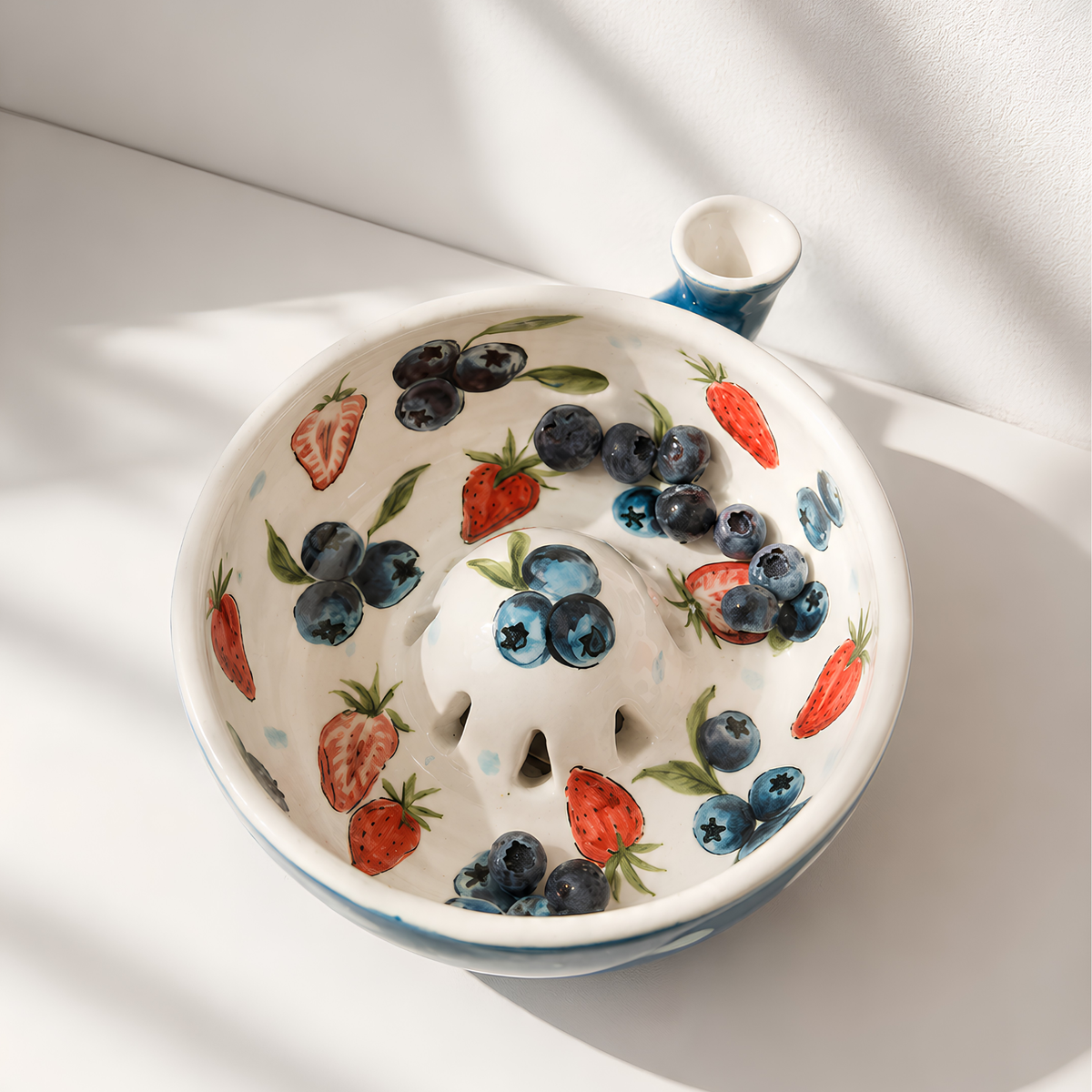 Handmade Ceramic Berry Bowl, Small Fruit Washing Bowl, Strawberry & Blueberry Colander, Cottagecore Kitchen Gift | LA101