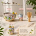 Handmade Frog Matcha Bowl Set, Cute Duck Ceramic Matcha Tea Set, Ombre Matcha Bowl with Whisk Holder, Kawaii Tea Gift | LA2