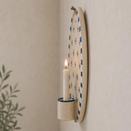 Blue Floral Wall Candle Holder, Handmade Ceramic Wall Sconce, Mediterranean Decor, Cottagecore Wall Decor, Housewarming Gift | LA124