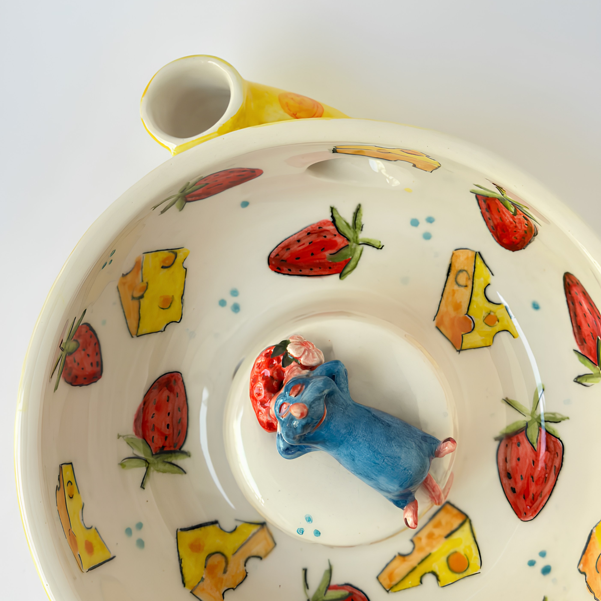 Handmade Ceramic Berry Bowl, Strawberry Colander, Fruit Washing Bowl with Drainer, Cottagecore Kitchen Gift | LA104